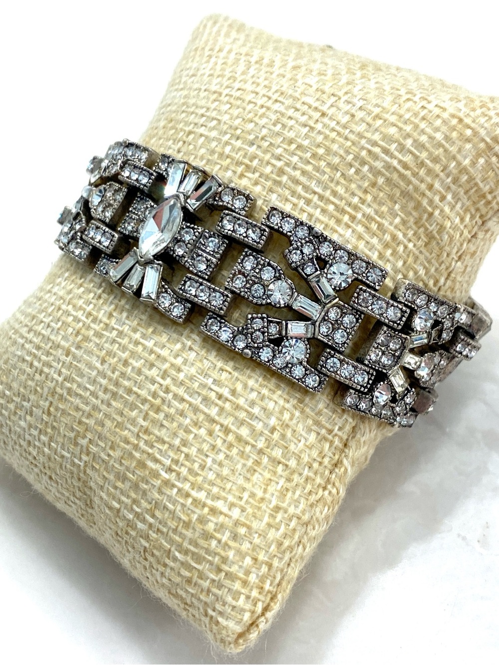 Stella & Dot Silver Crystal Art Deco Link Bracelet - Missing Stone Back - Picture 2 of 7
